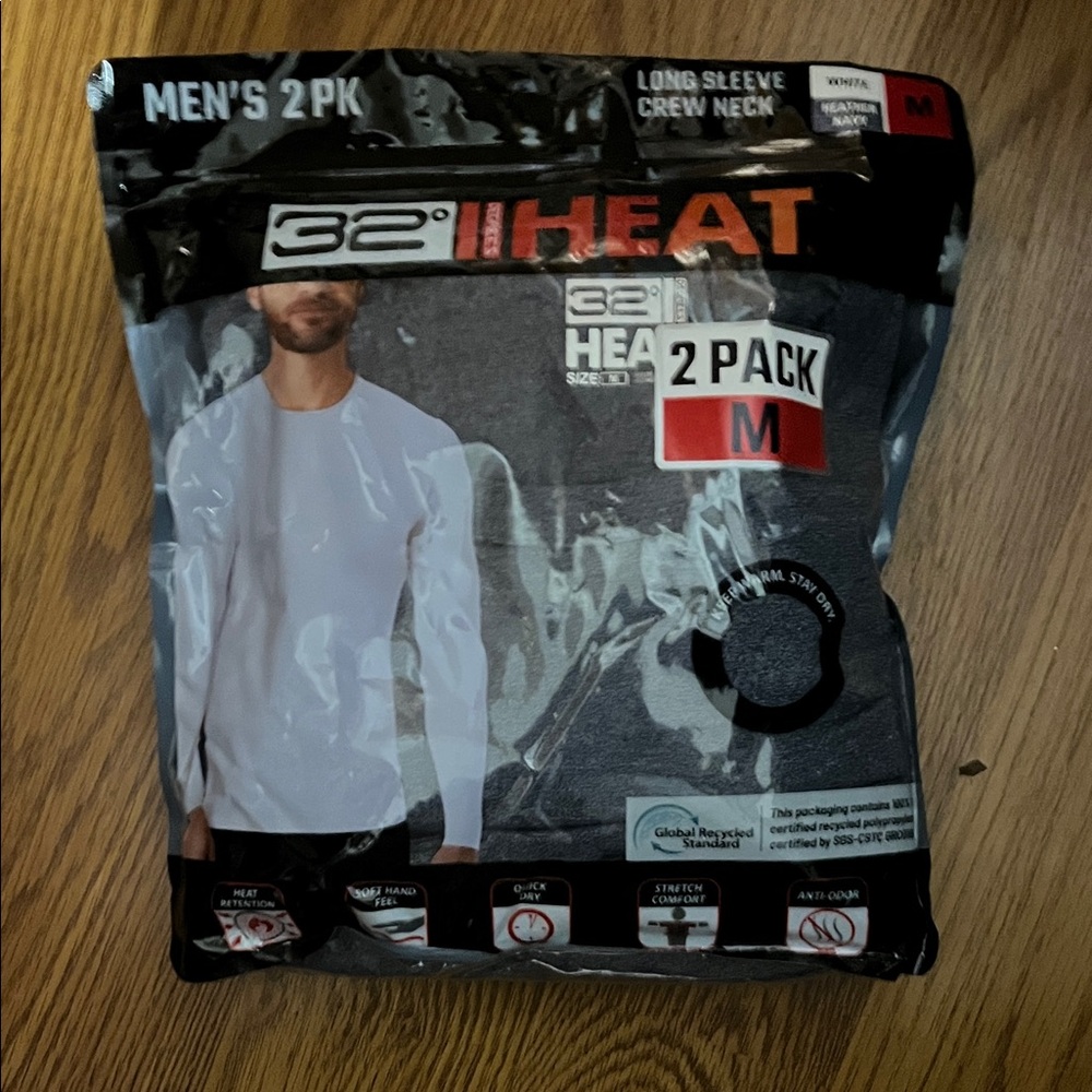 32 Degrees Men's Long Sleeve Crew Neck 2-Pack - Blue ONLY